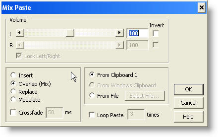 Adobe Audition 2.0 Mix paste functions