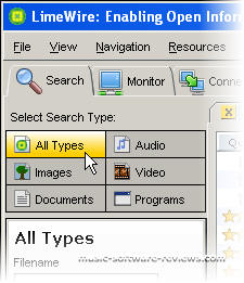 Limewire 4.1 Search Buttons