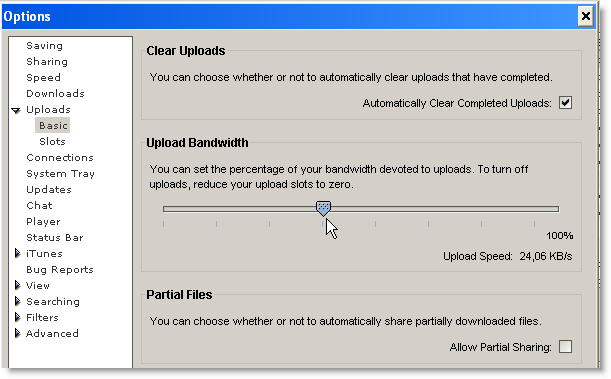 Limewire 4.1 settings